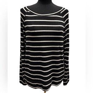 Mix by 41Hawthorn Women's Black & White Striped Long Sleeve Top, Size Large